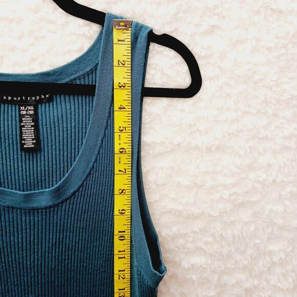 Sweater Tank XL Dark Teal Green Ribbed Minimalist Soft Girl Capsule Clean Lines - Picture 5 of 7